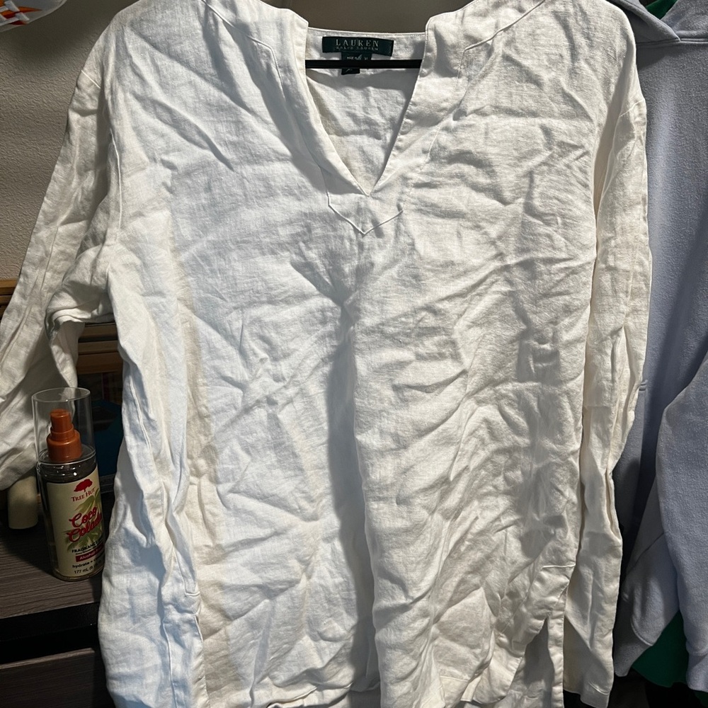 Ralph Lauren White Linen Tunic Top